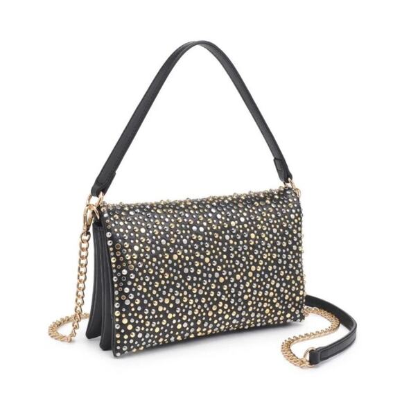 NWT Urban Expressions Krista Black Two-Tone Studded Embellished Evening Bag - Picture 1 of 14